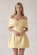 Yellow Off The Shoulder Jacquard A Line Homecoming Dress With Appliques | KISSPROM