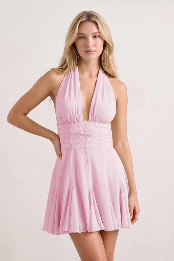 Yellow Plunge A-Line Linen Ruffled Homecoming Dress with Bow
