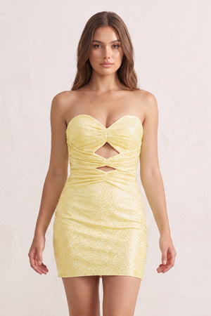 Yellow Sheath Sweetheart Sequined Cut Out Short Homecoming & Cocktail Dresses | KISSPROM