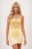 Yellow Sheath Sweetheart Tight Mini Homecoming Dresses | KISSPROM