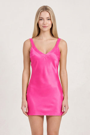 Hot Pink Simple Satin Sheath Mini Homecoming Dress | KISSPROM