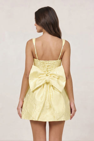 Yellow Square Neck A Line Short Homecoming Dresses With Bow (2) | KISSPROM
