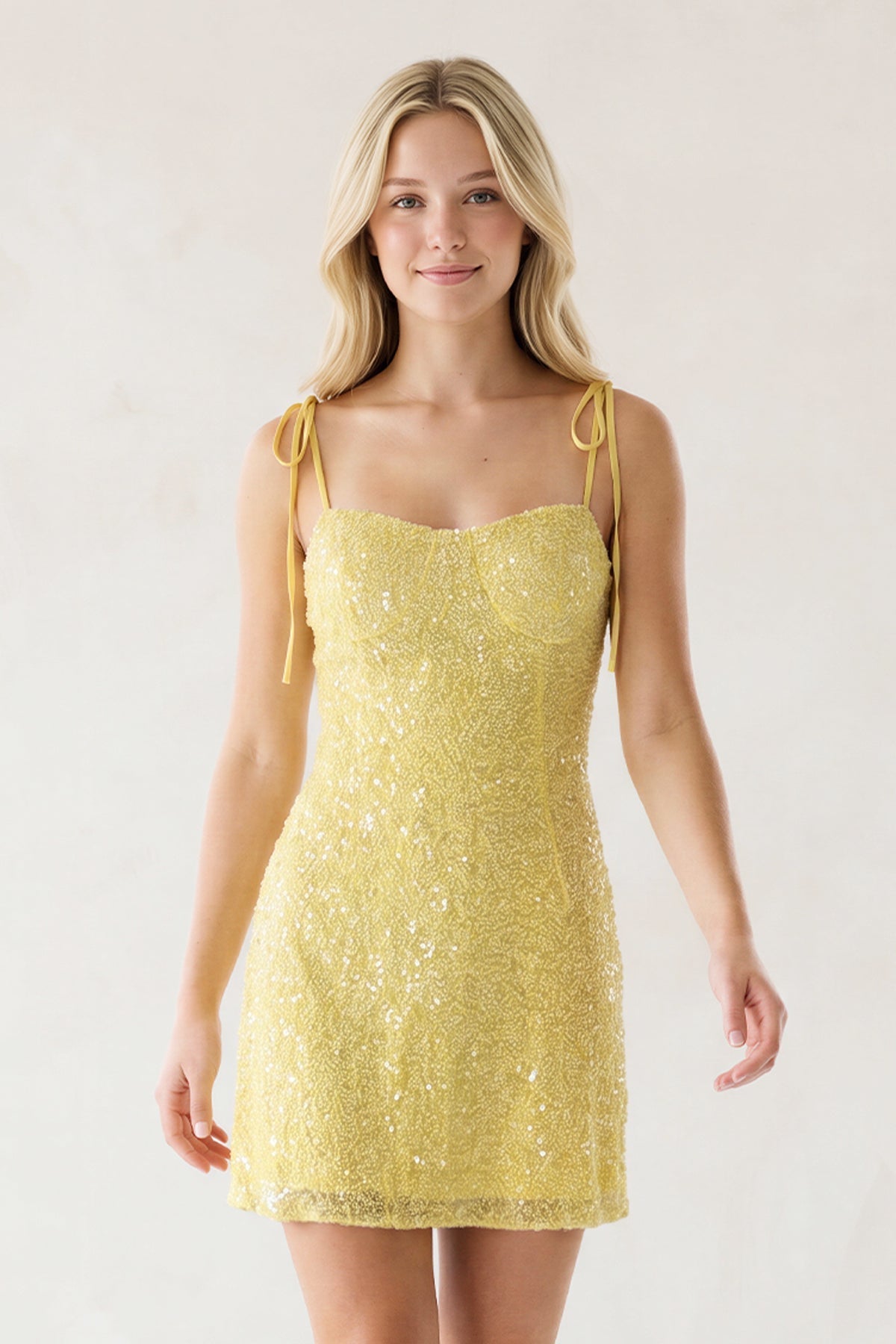 Yellow Sweetheart  A Line Sequins Short Homecoming Dresses - KissProm