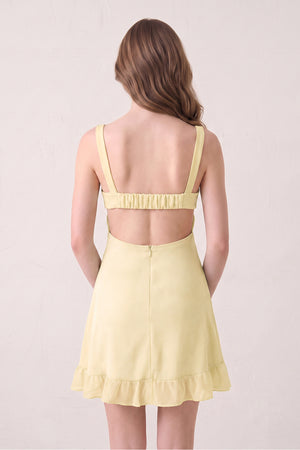 Yellow Sweetheart Chiffon Ruffled A-Line Cut-Out Homecoming Dress (2) | KISSPROM
