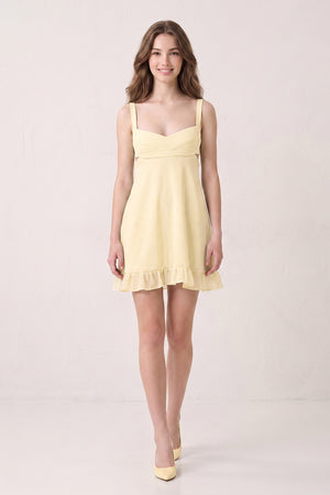 Yellow Sweetheart Chiffon Ruffled A-Line Cut-Out Homecoming Dress (3) | KISSPROM