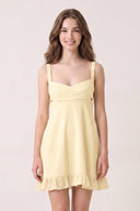 Yellow Sweetheart Chiffon Ruffled A-Line Cut-Out Homecoming Dress | KISSPROM