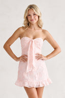 Pink Sweetheart Embroidered Tulle Ruffled A-Line Homecoming Dress | KISSPROM