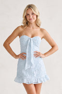 Blue Sweetheart Embroidered Tulle Ruffled A-Line Homecoming Dress | KISSPROM