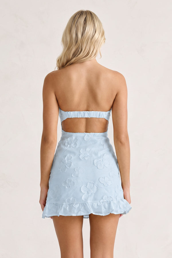 Blue Sweetheart Embroidered Tulle Ruffled A-Line Homecoming Dress (2) | KISSPROM