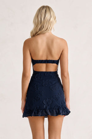 Navy Blue Sweetheart Embroidered Tulle Ruffled A-Line Homecoming Dress (2) | KISSPROM