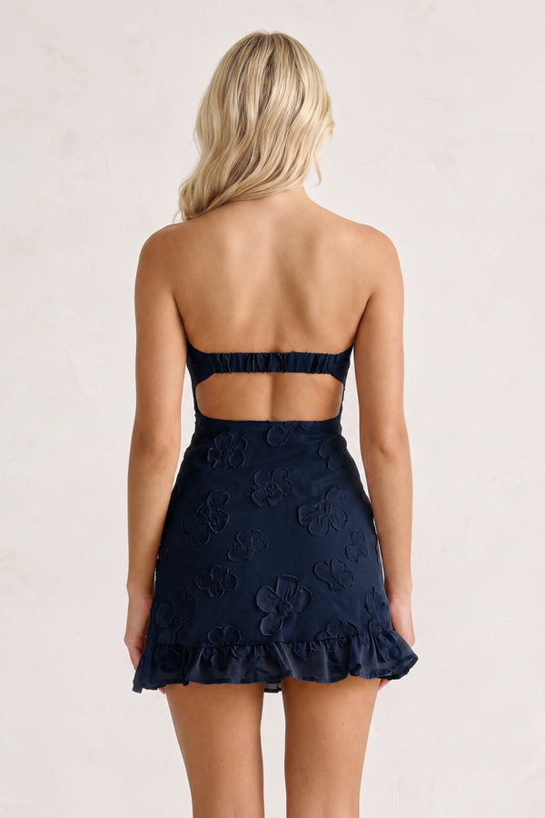 Navy Blue Sweetheart Embroidered Tulle Ruffled A-Line Homecoming Dress (2) | KISSPROM