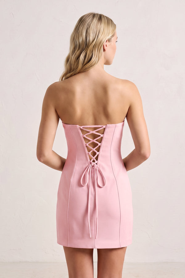 Pink Sweetheart Keyhole Sheath Satin Homecoming Dress (4) | KISSPROM