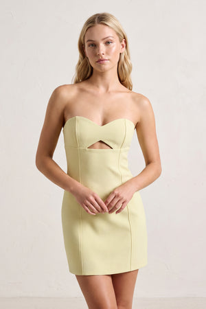 Yellow Sweetheart Keyhole Sheath Satin Homecoming Dress | KISSPROM