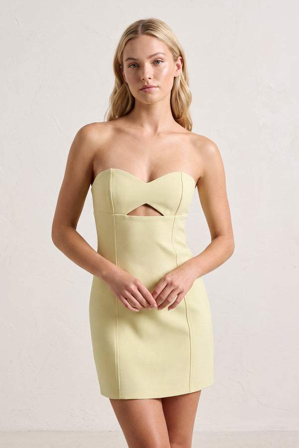 Yellow Sweetheart Keyhole Sheath Satin Homecoming Dress | KISSPROM