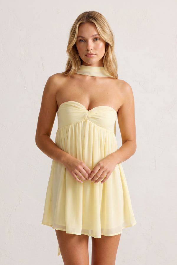 Yellow Sweetheart Ruched A-Line Chiffon Homecoming Dress - KissProm