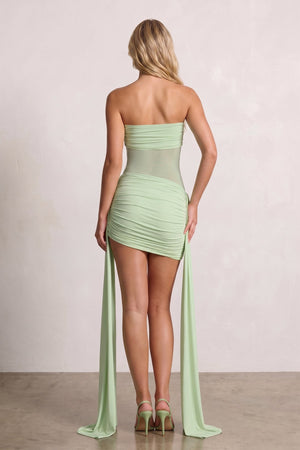 Green Sweetheart Sheath Pleated Mini Homecoming Dress With Ribbon | KISSPROM