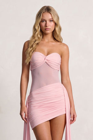 Pink Sweetheart Sheath Pleated Mini Homecoming Dress With Ribbon | KISSPROM