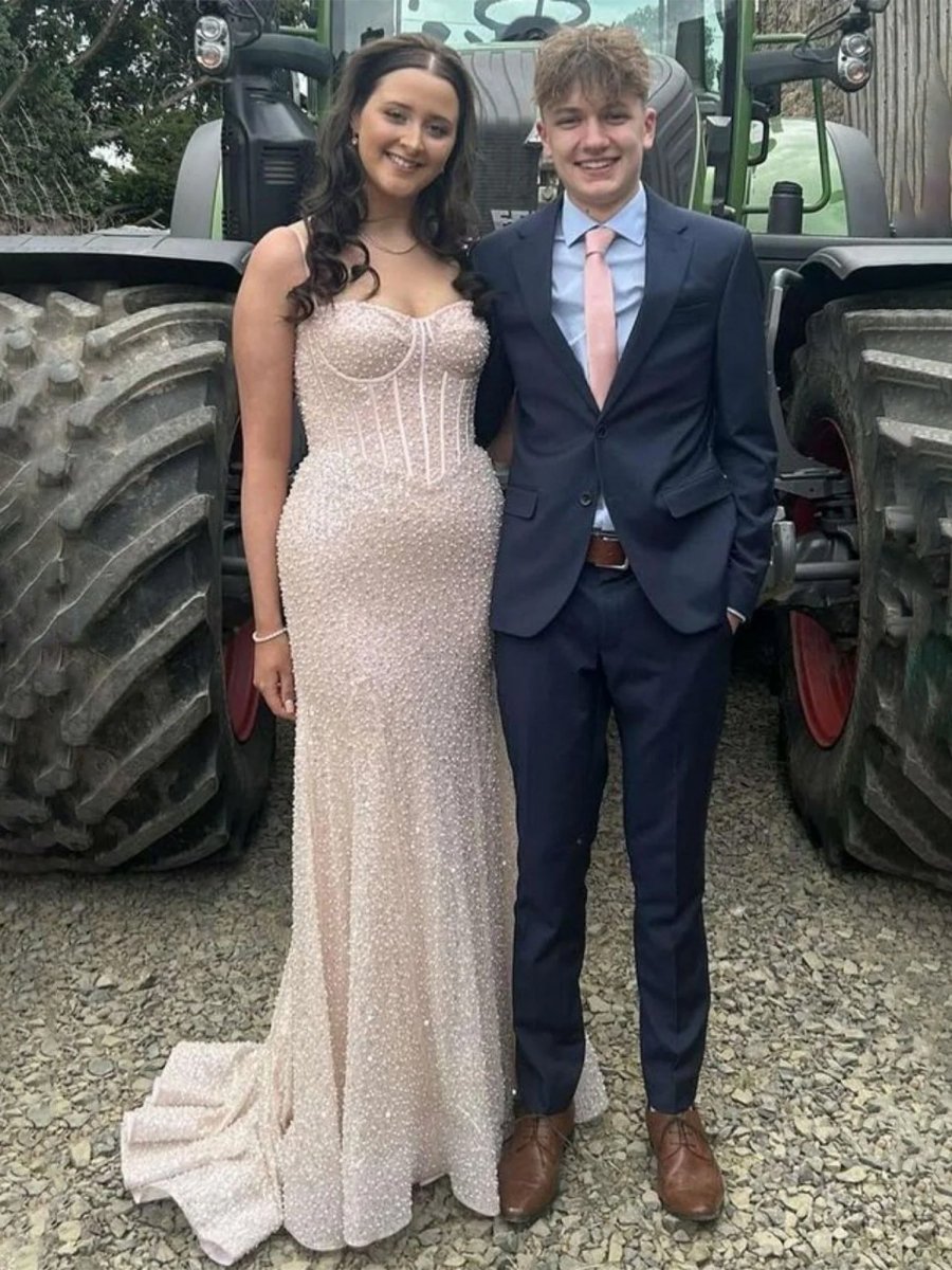 KissProm-Yoshi Mermaid Sweetheart Champagne Sequins Prom Dresses