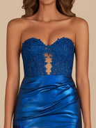Zalen | Royal Blue - Bodycon Sweetheart Metallic Homecoming Dresses with Appliques