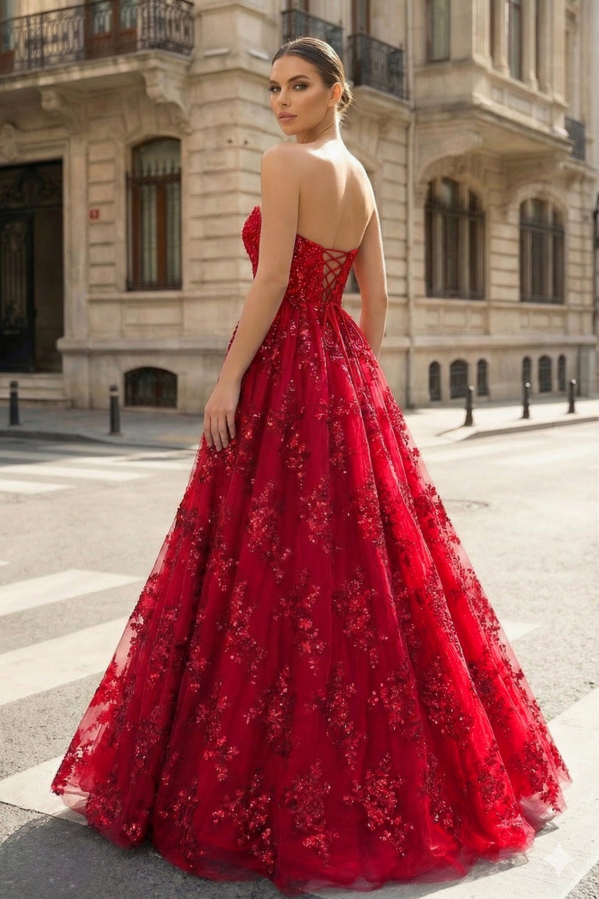 Zara A line Royal Blue Sequined Lace Long Prom Dress with Pockets