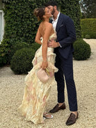 Zaylee | Yellow Spaghetti Straps Mermaid Long Prom Dress with Ruffles - KissProm