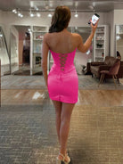 Ziva | Hot Pink - Sheath Sweetheart Corset Homecoming Dresses with Appliques