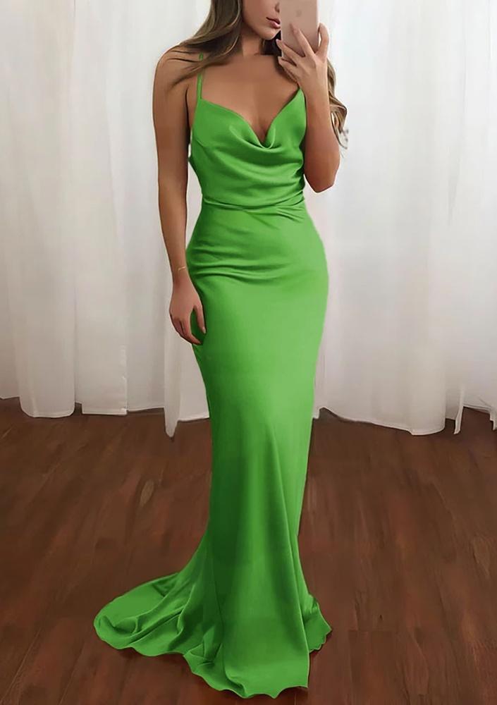 Zoe | Pink Spaghetti Straps Satin Mermaid Prom Dress