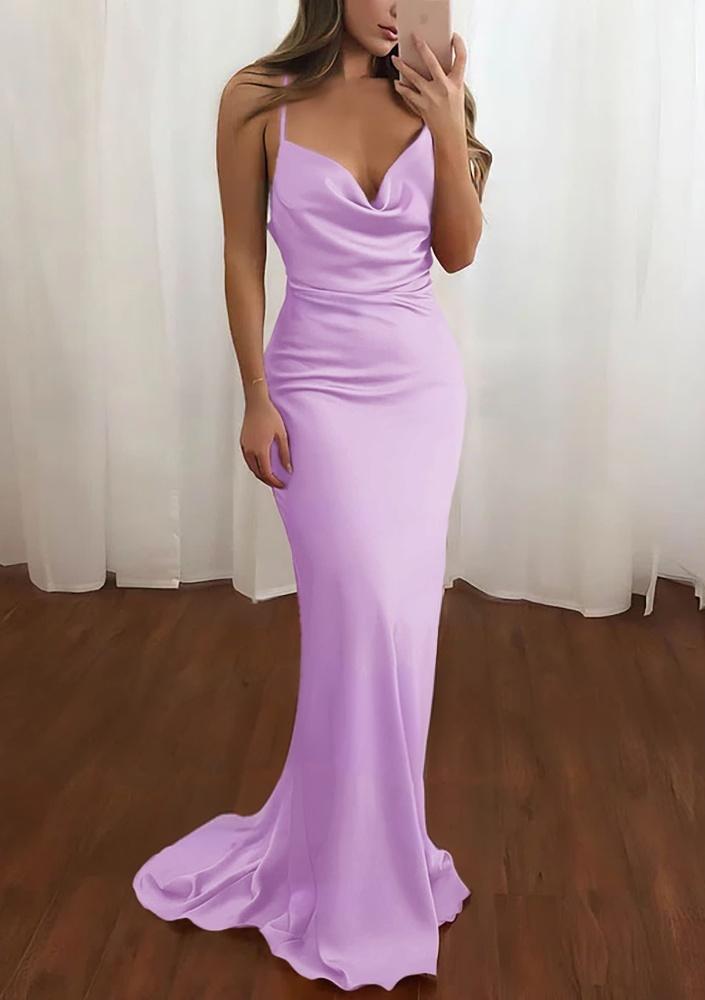 Zoe | Pink Spaghetti Straps Satin Mermaid Prom Dress