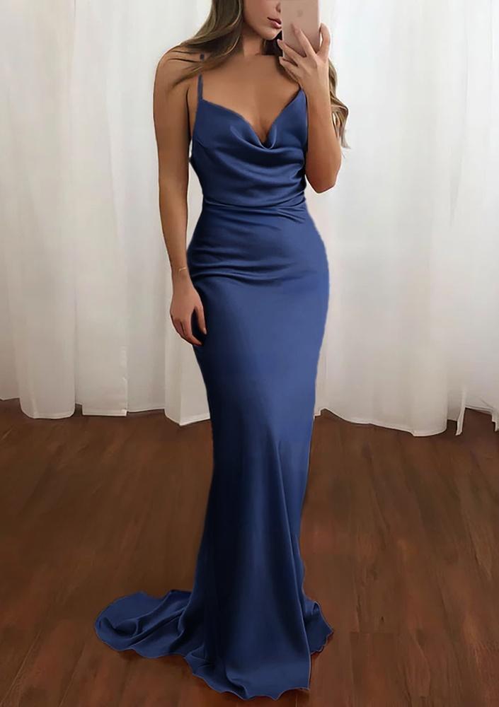 Zoe | Pink Spaghetti Straps Satin Mermaid Prom Dress