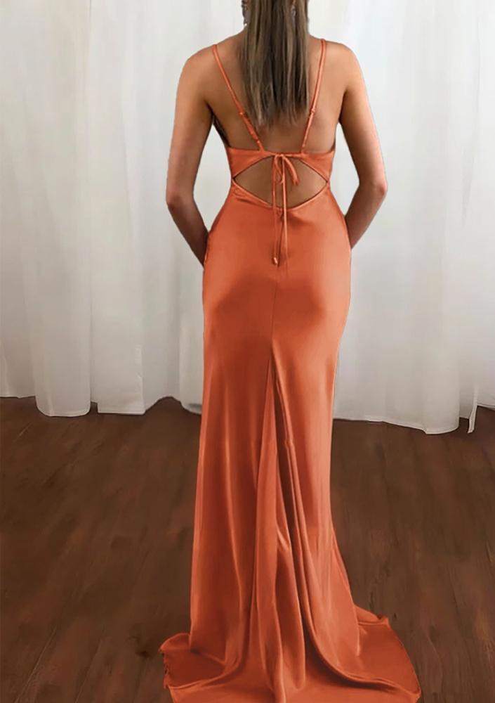 Zoe | Pink Spaghetti Straps Satin Mermaid Prom Dress