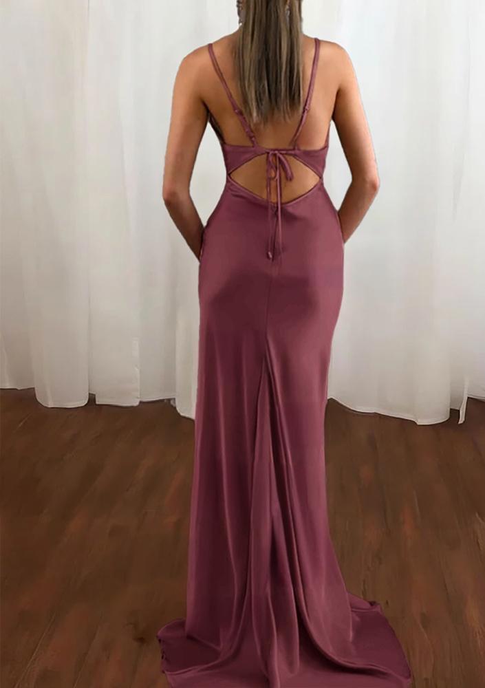 Zoe | Pink Spaghetti Straps Satin Mermaid Prom Dress