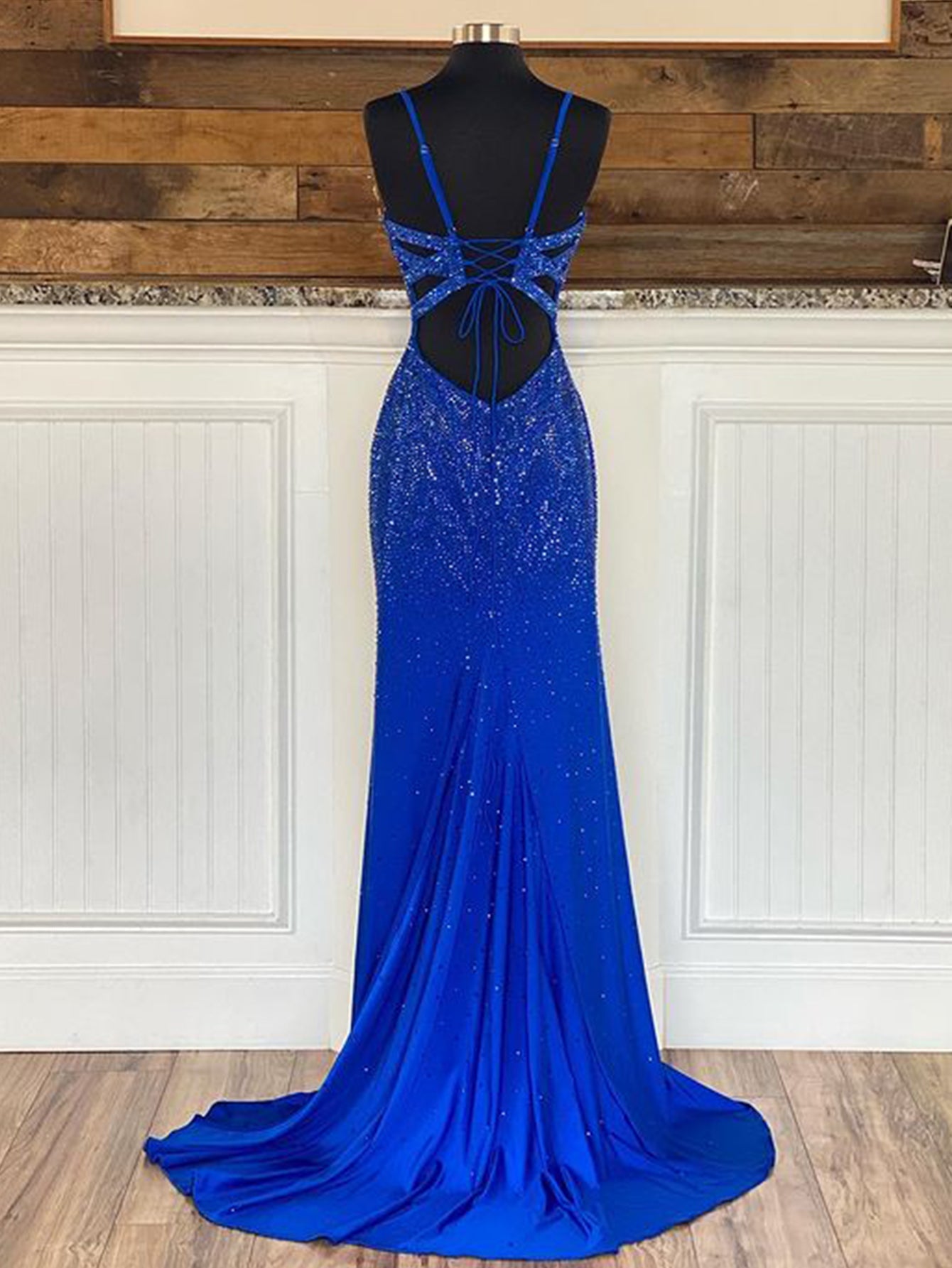 Janiyah |Mermaid V Neck Beaded Jersey Prom Dress with Slit