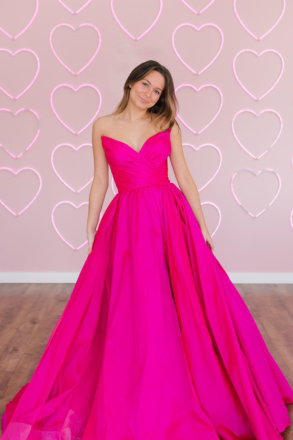 Sawyer |A-Line Strapless Satin Long Prom Dress
