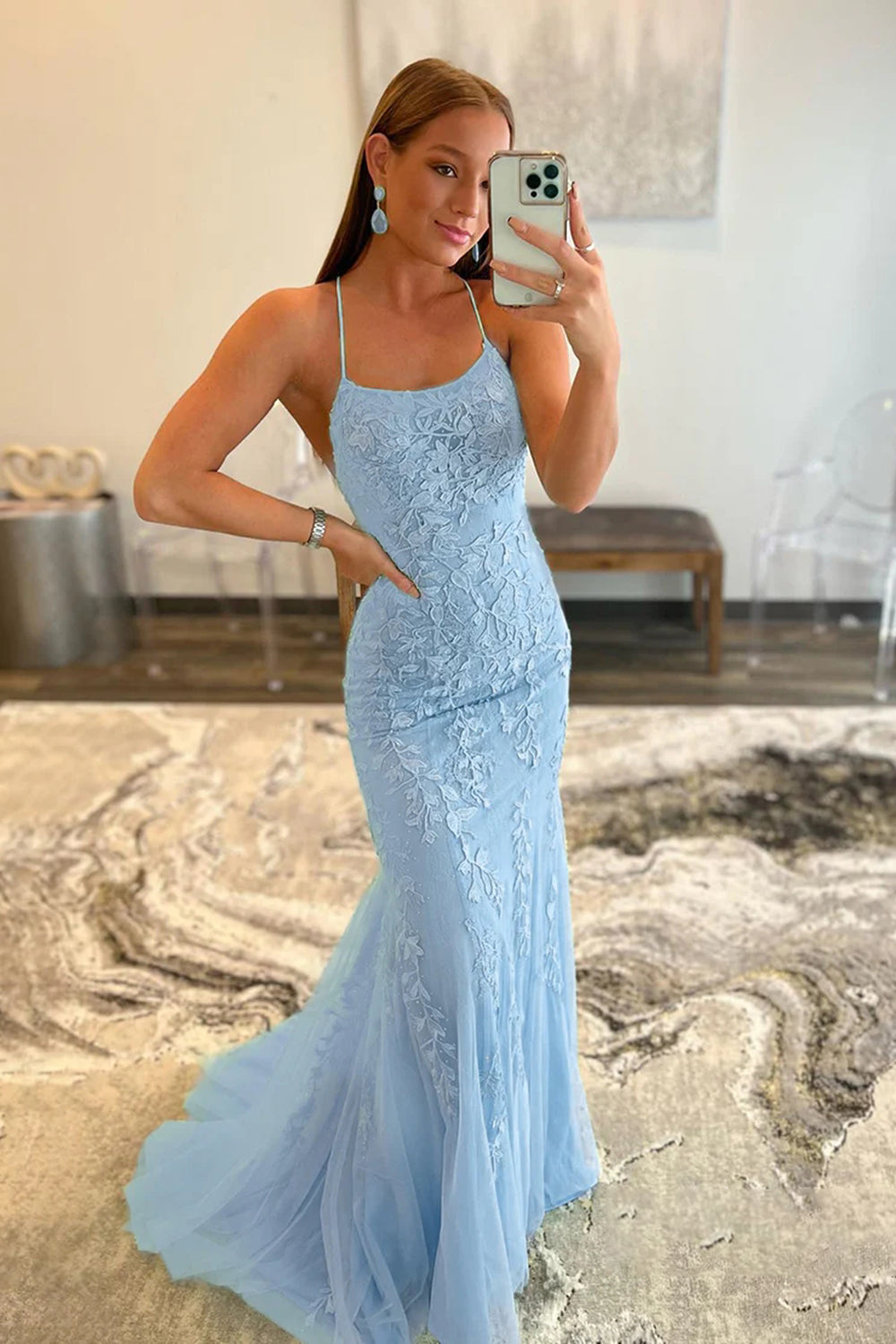 Lucille |Mermaid Spaghetti Straps Lace Prom Dress