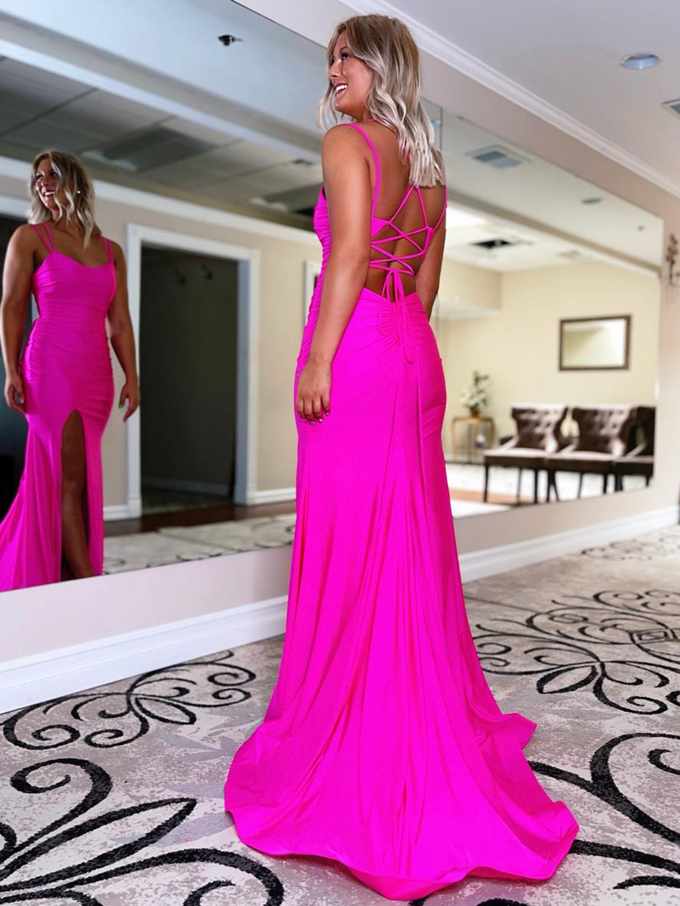 Sapphire |Mermaid Spaghetti Straps Jersey Prom Dress