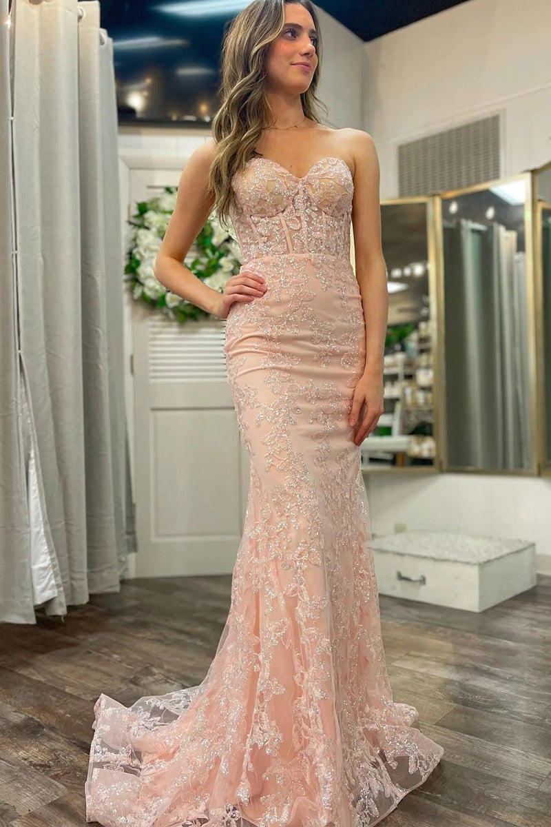 Michaela |Mermaid Sweetheart Sequined Lace Long Prom Dress