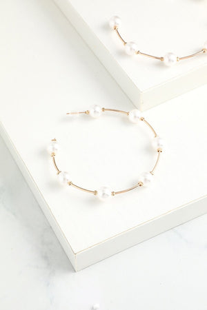 White Pearl Circle Earrings - KissProm