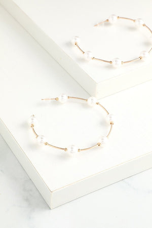 White Pearl Circle Earrings - KissProm