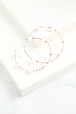 White Pearl Circle Earrings - KissProm