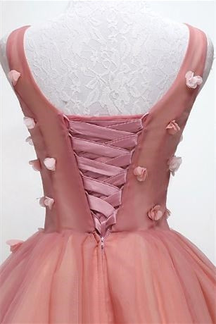 Princess V-Neck Blush Pink Homecoming Dress with Flowers