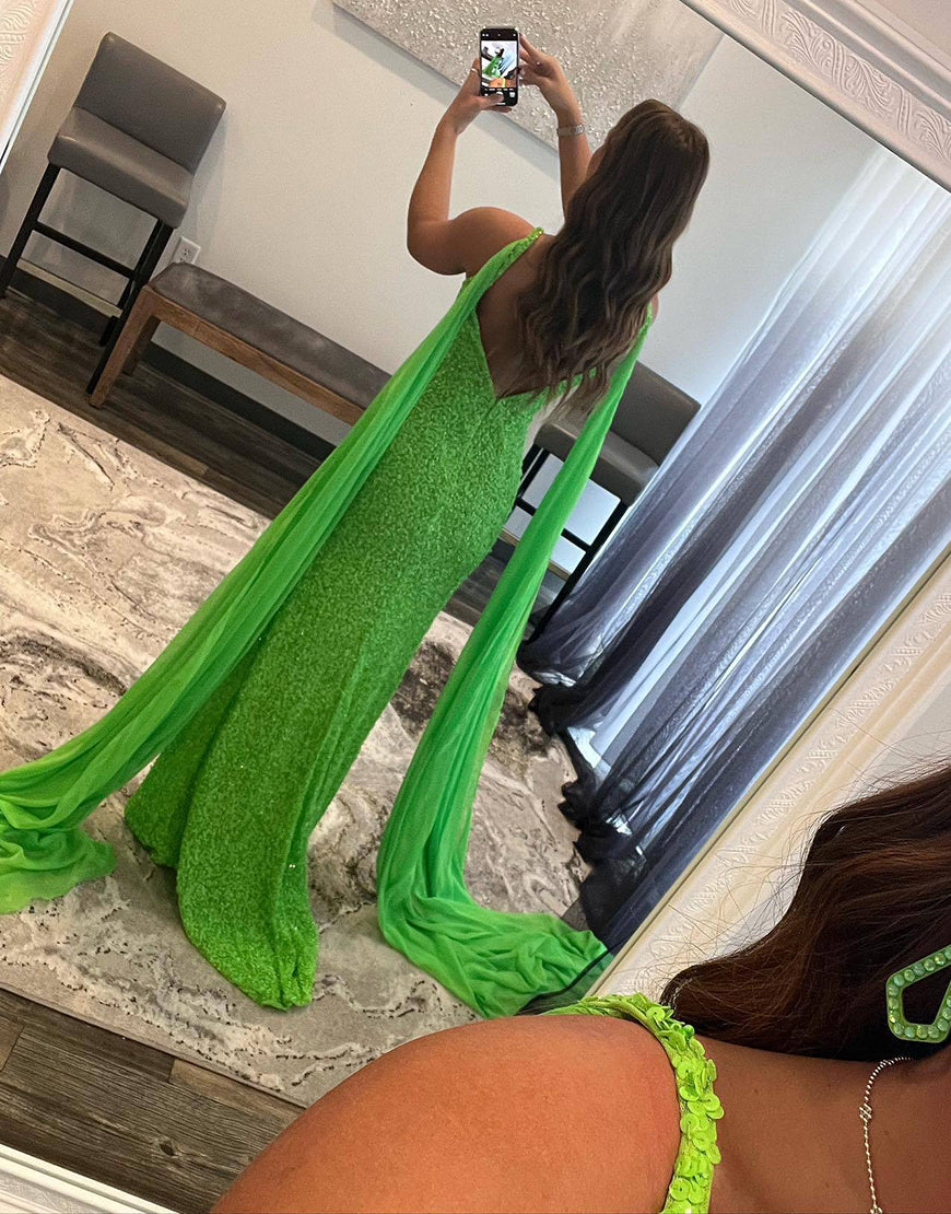 Lorelai |Mermaid V Neck Sequin Prom Dress with Slit