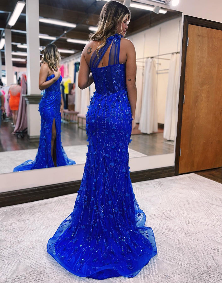 Scarlette |Mermaid Sequins Tulle Prom Dress with Slit