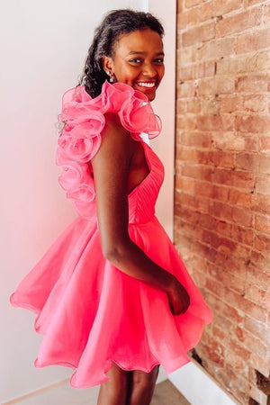 Nerissa |A Line Organza V Neck Homecoming Dress