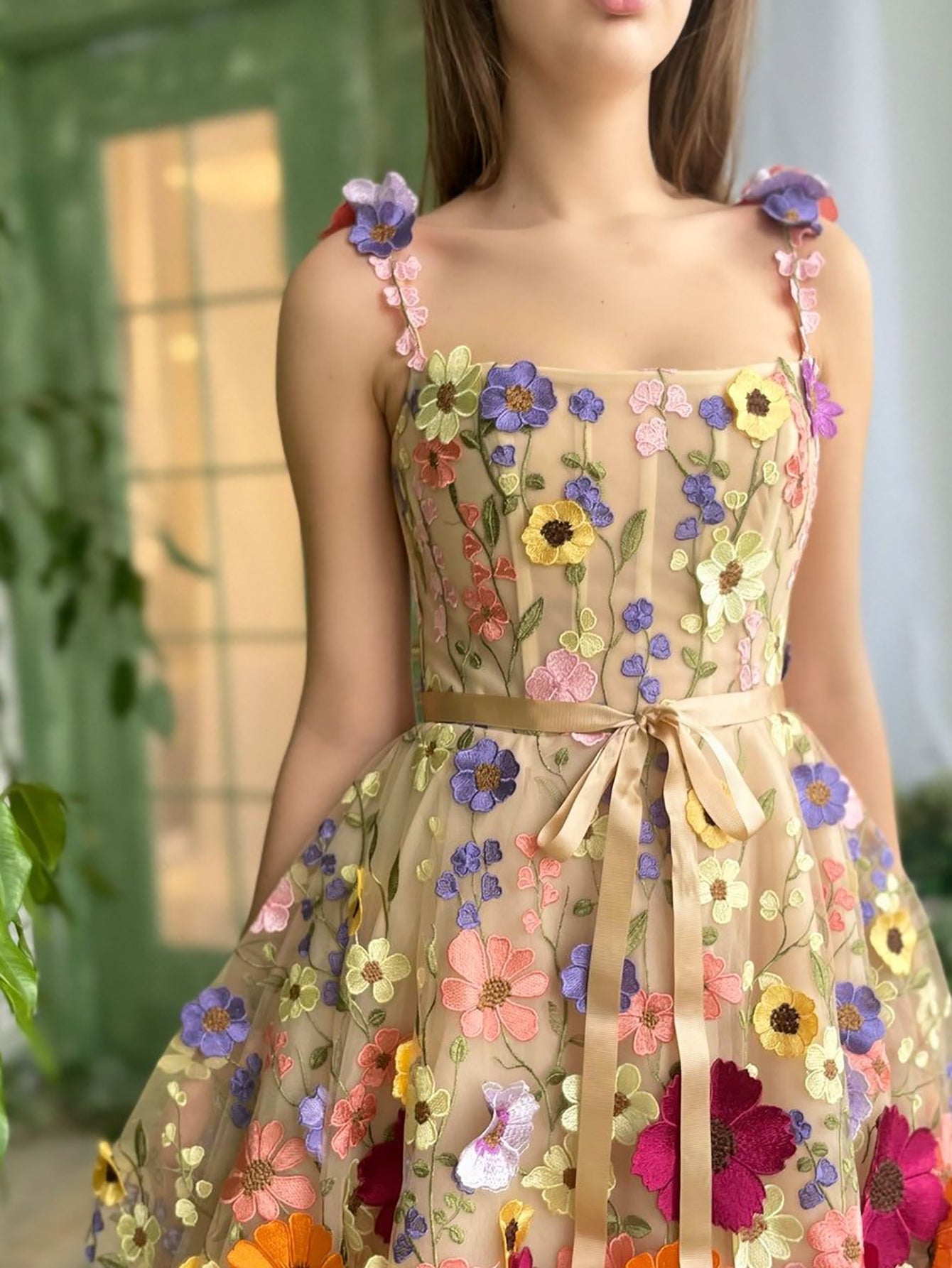 Sophie | A Line Floral Short Homecoming Dress With 3D Flowers
