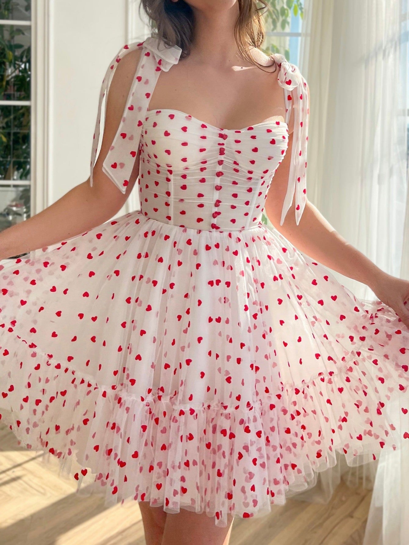 Macie |A Line Sweetheart Neck Tulle Homecoming Dress