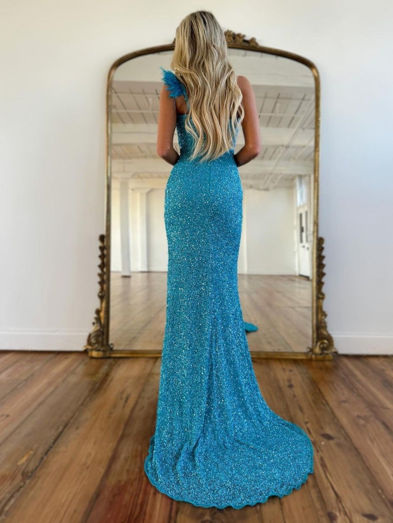 Milani |Mermaid One Shoulder Sequins Prom Dress With Slit