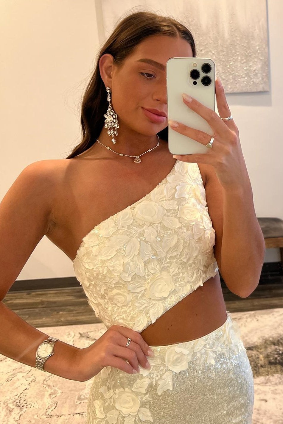 Gracelyn |Sheath One Shoulder Sequins Prom Dress with 3D Appliques