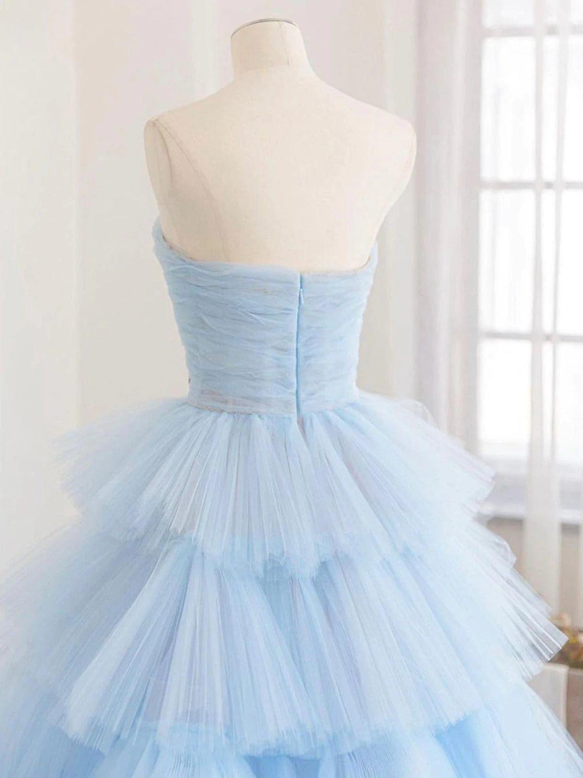 Makenzie |A line Strapless Tiered Tulle Prom Dress