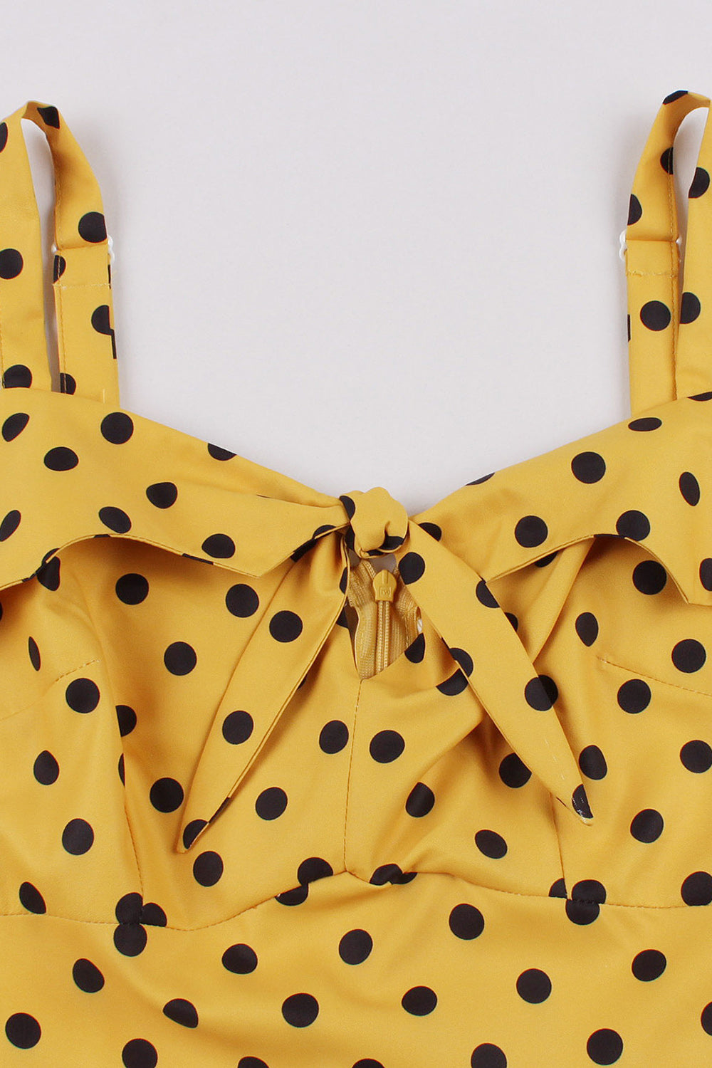 Spaghetti Straps Polka Dots Yellow 1950s Dress