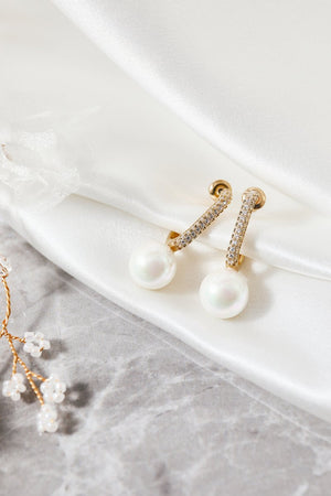Pearl Beading Golden Earrings - KissProm